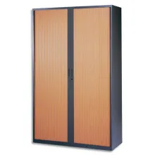 MT INTERNATIONAL Armoire haute métal monobloc Corps anthra./Rideaux merisier 4 tablet. Dim. 120x198x43cm