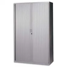 MT INTERNATIONAL Armoire haute métal monobloc Corps et Rideaux silver 4 tablettes -Dim. 120x198x43cm