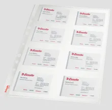 ESSELTE Sachet de 10 pochettes perforées A4 en polypropylène 10.5/100eme lisse pour cartes de visite