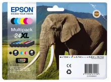 EPSON Cartouche d encre 24XL, noir Claria Photo HD encre et cinq couleurs capacité standard 55.7ml 1-pack blister sans alarme