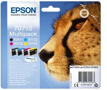 EPSON T0715 cartouche d encre noir et tricolore capacité standard noir: 7.4ml, couleur: 3 x 5.5ml 4-pack blister sans alarme