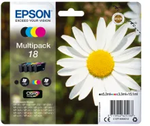 EPSON 18 cartouche d encre noir et tricolore capacité standard 15.1ml 4-pack blister sans alarme