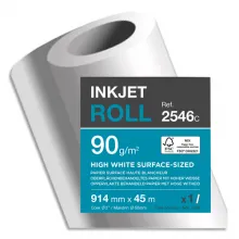CLAIREFONTAINE Bobine papier Blanc CIE164 Surfacé 90g pour traceur 0,914mmx45m. Impression Jet d&#039;encre