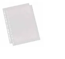 ESSELTE Sachet de 100 pochettes perforées A4 en polypropylène 6/100eme lisse. Coloris transparent