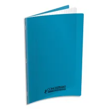 CONQUERANT C9 Cahier piqûre 24x32cm 96 pages 90g grands carreaux Séyès.Couverture polypropylène Turquoise