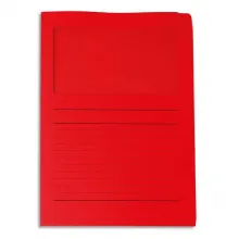 Paquet de 50 pochettes coins en carte 120g, avec fenêtre. Dim: 22x31cm. Coloris Rouge