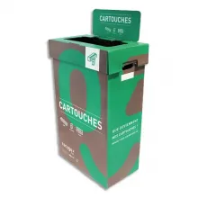 RECYGO Lot de 3 Collecteurs de Cartouches Ecobox, carton recyclé Marron Vert, 95L, L45 x H75 x P28 cm