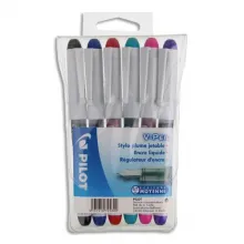 PILOT Pochette de 6 stylos à plume jetables 6 couleurs d&#039;encre V-PEN