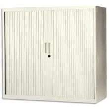 MT INTERNATIONAL Armoire basse monobloc Corps et Rideau beige - Dimensions : L100 x H105 x P43 cm