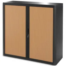 PAPERFLOW EasyOffice armoire démontable corps en PS teinté Noir Hêtre - Dimensions L110xH104xP41,5 cm