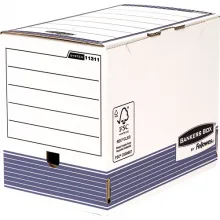 Lot de 10 - BANKERS BOX Boîte archives dos 20cm SYSTEM, montage automatique, carton recyclé Blanc/Bleu