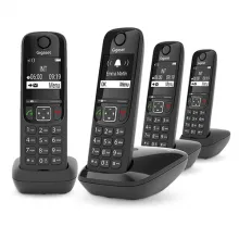 GIGASET Téléphone sans fil AS690A avec répondeur Quattro Noir AS690AQuattroNoir