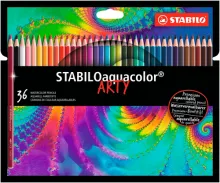 Lot de 6 - STABILO Etui carton 36 Crayons de couleur aquarellables Aquacolor ARTY, mine solide 2,8 mm, assortis
