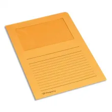 PERGAMY Paquet 100 pochettes coin en carte 120g avec fenêtre. Dimensions 22 x 31 cm. Coloris Orange