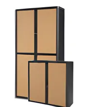 Armoire métallique noir et hêtre démontable PAPERFLOW EasyOffice 