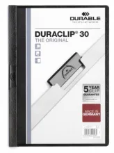 DURABLE Chemise de présentation Duraclip 30 à clip, couverture transparente - 1-30 feuilles A4 - Noir