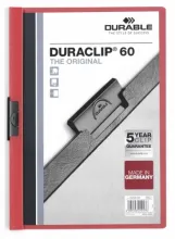 DURABLE Chemise de présentation Duraclip 60 à clip, couverture transparente - 1-60 feuilles A4 - Rouge